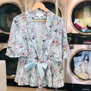 ETT:TWA Anthropologie Evie Print Tie Waist Blazer